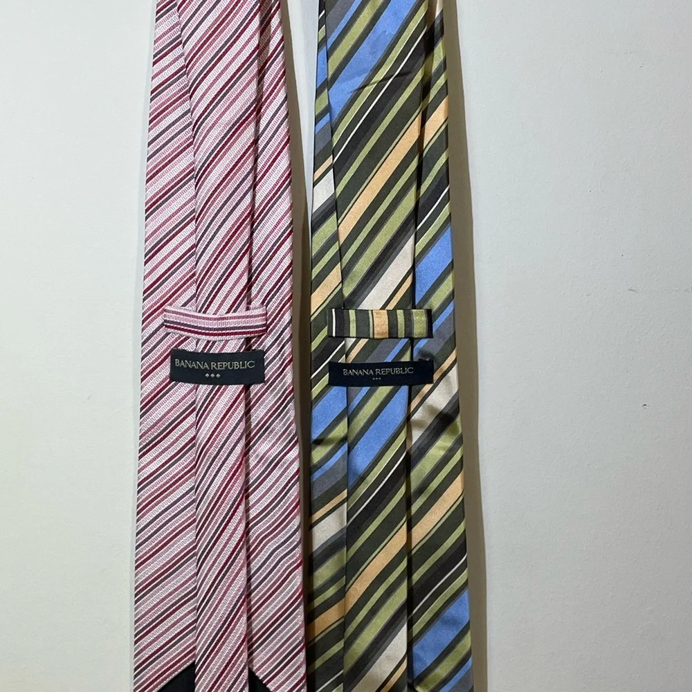 Banana Republic Tie Men’s Green Blue Peach Striped Pink Purple Striped Set of‎ 2